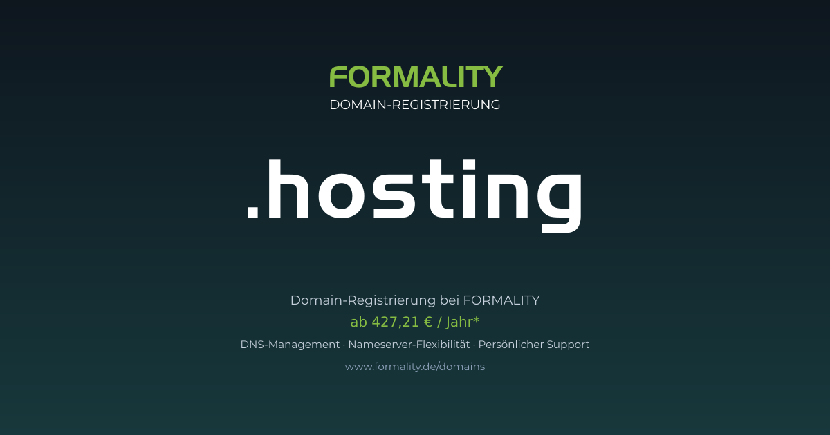 .hosting-Domain prüfen & registrieren ab 427,21 €/Jahr | FORMALITY