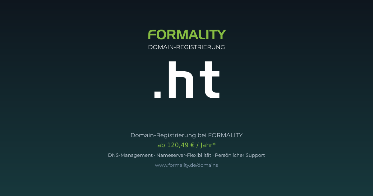 .ht-Domain prüfen & registrieren ab 120,49 €/Jahr | FORMALITY