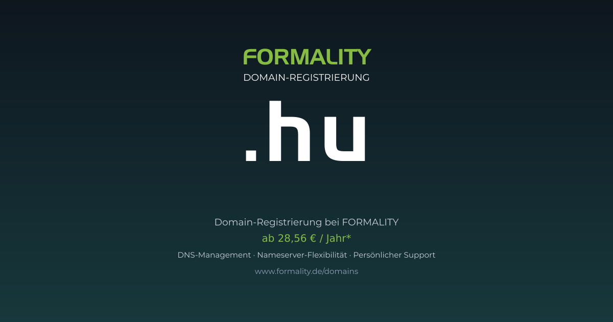 .hu-Domain prüfen & registrieren ab 28,56 €/Jahr | FORMALITY