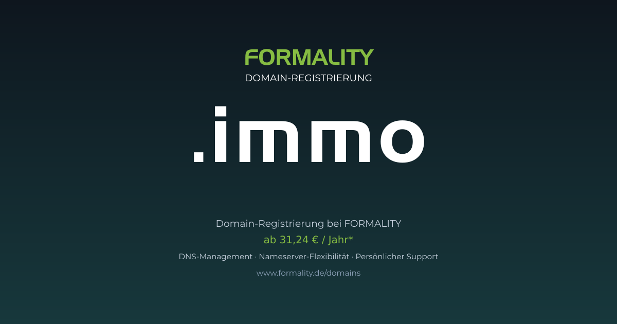 .immo-Domain ab 31,24 € pro Jahr registrieren