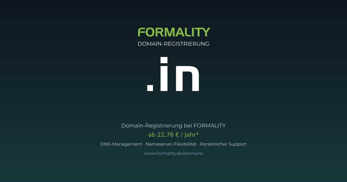 .in-Domain prüfen & registrieren ab 22,76 €/Jahr | FORMALITY