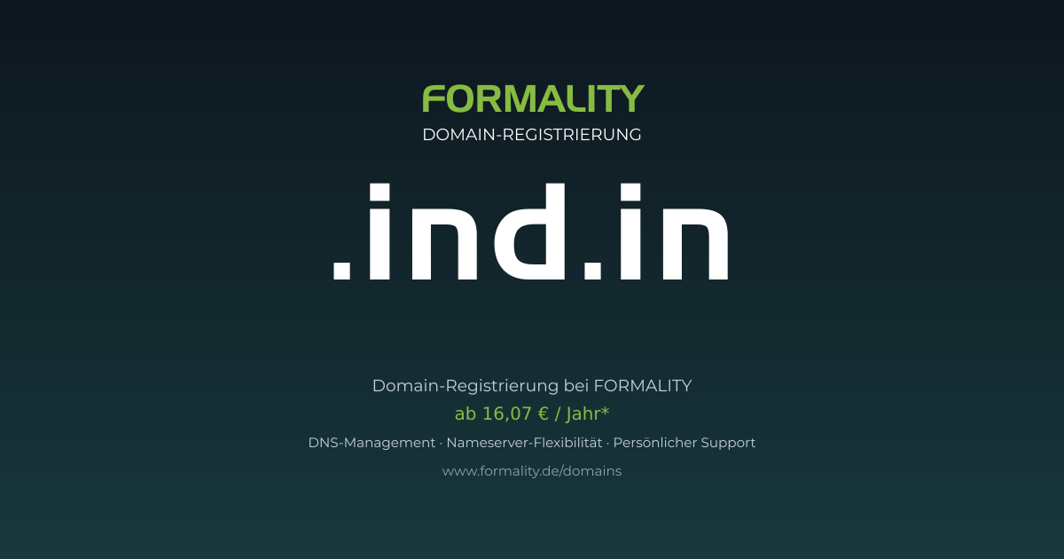 .ind.in-Domain ab 16,07 € pro Jahr registrieren