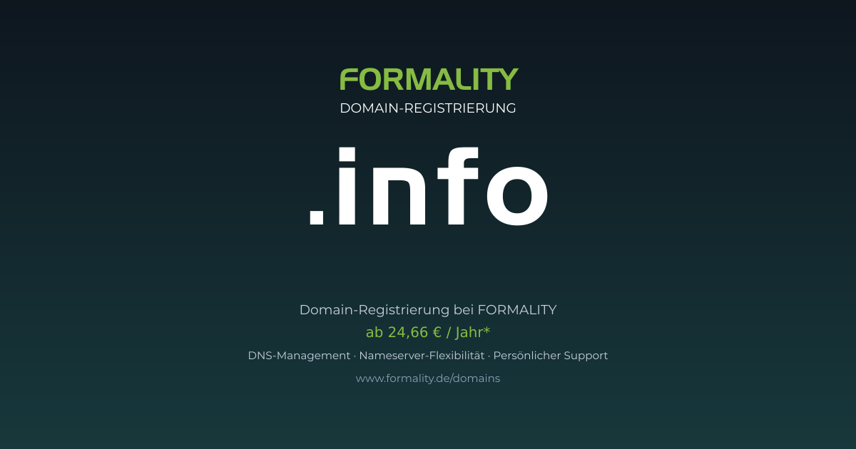 .info-Domain prüfen & registrieren ab 24,66 €/Jahr | FORMALITY