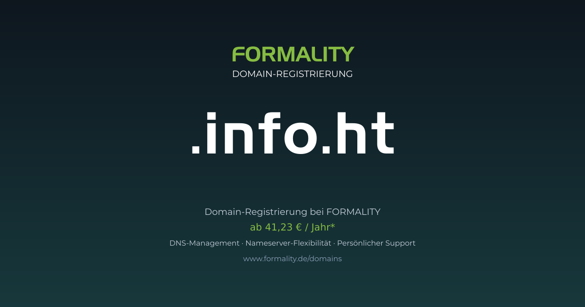 .info.ht-Domain prüfen & registrieren ab 41,23 €/Jahr | FORMALITY