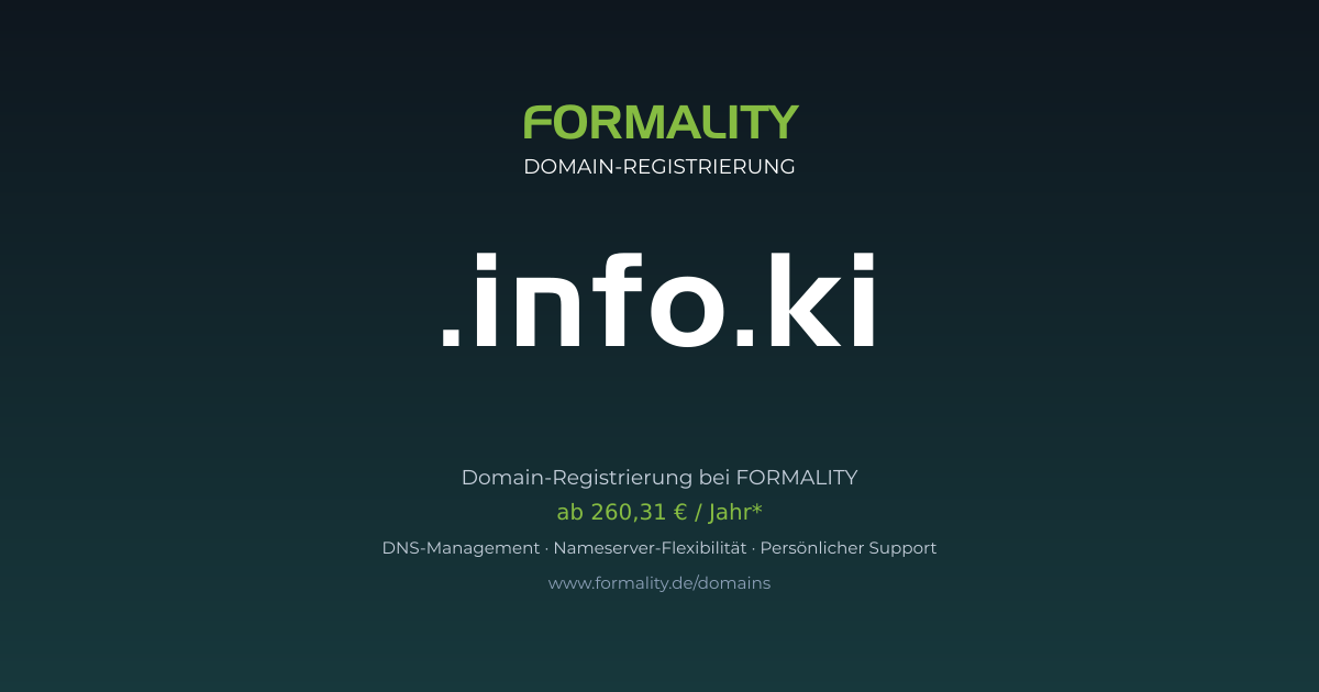 .info.ki-Domain prüfen & registrieren ab 260,31 €/Jahr | FORMALITY