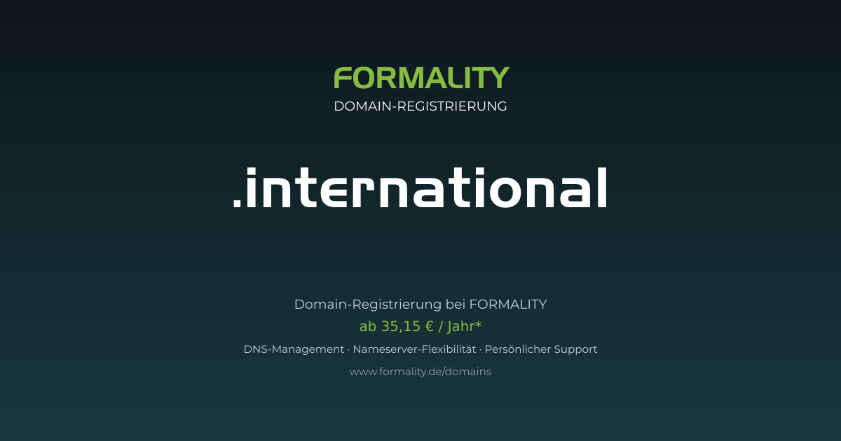 .international-Domain prüfen & registrieren ab 35,15 €/Jahr | FORMALITY