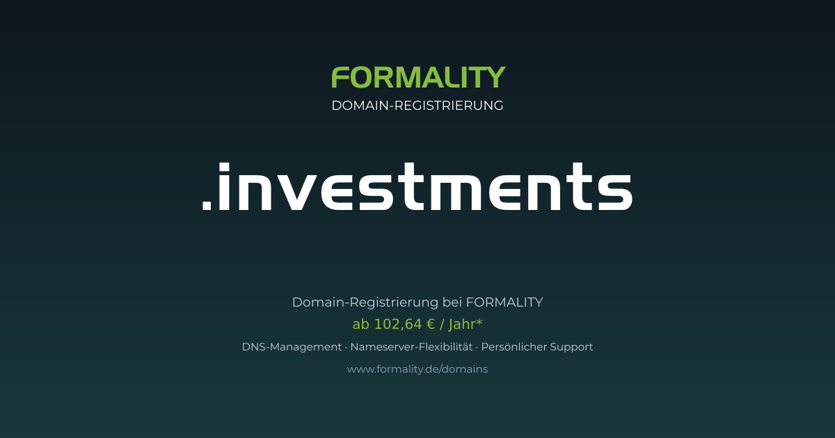 .investments-Domain ab 102,64 € pro Jahr registrieren