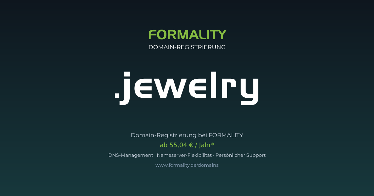 .jewelry-Domain prüfen & registrieren ab 55,04 €/Jahr | FORMALITY