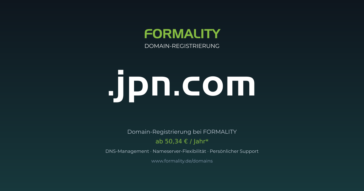 .jpn.com-Domain prüfen & registrieren ab 50,34 €/Jahr | FORMALITY
