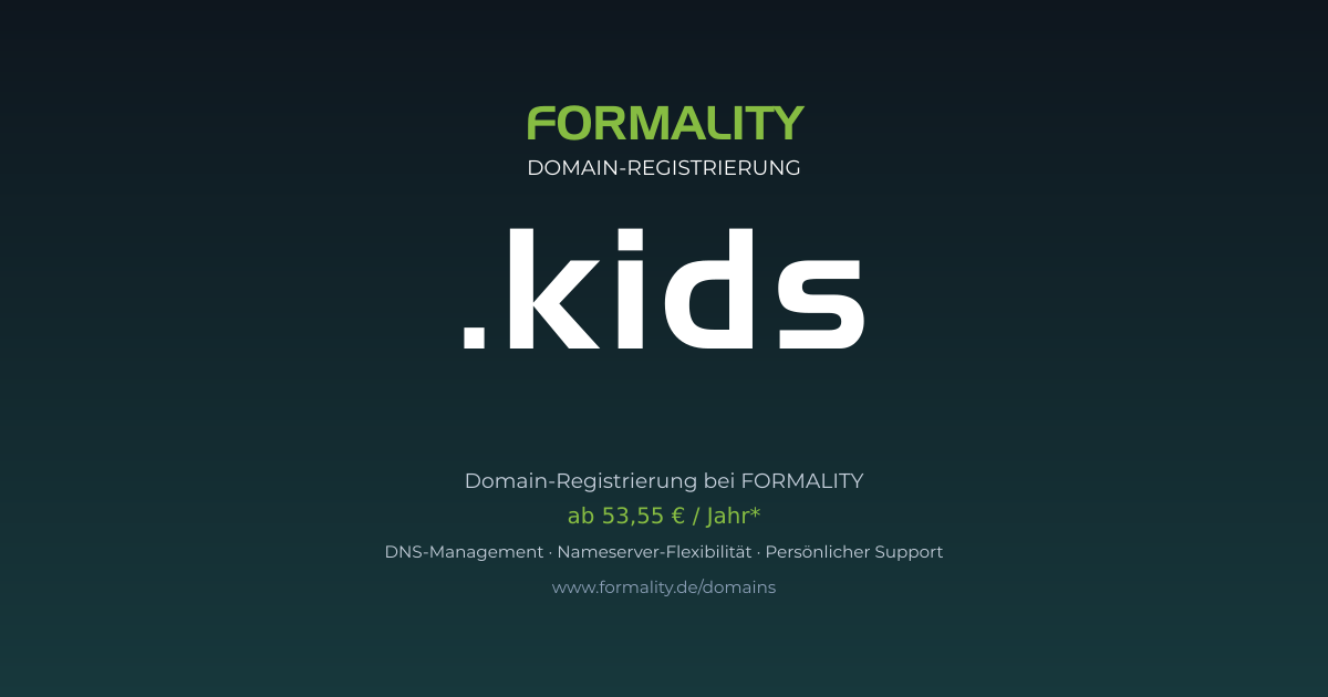 .kids-Domain ab 53,55 € pro Jahr registrieren