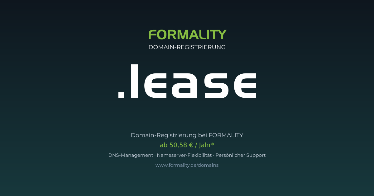 .lease-Domain ab 50,58 € pro Jahr registrieren