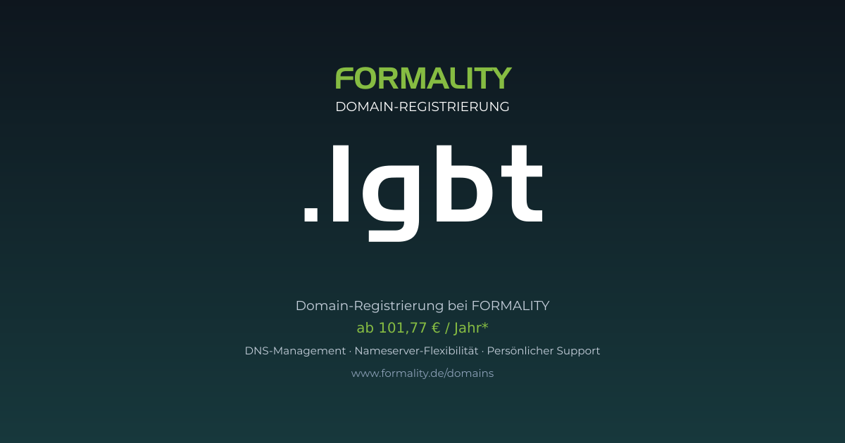 .lgbt-Domain prüfen & registrieren ab 101,77 €/Jahr | FORMALITY