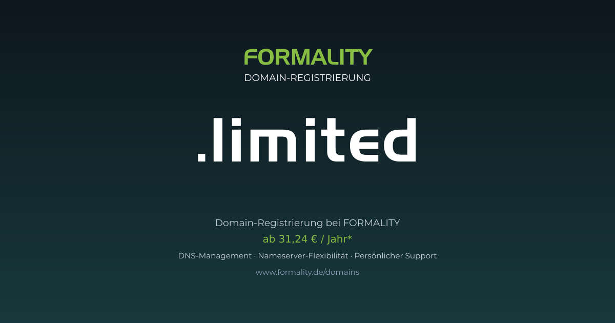.limited-Domain prüfen & registrieren ab 31,24 €/Jahr | FORMALITY