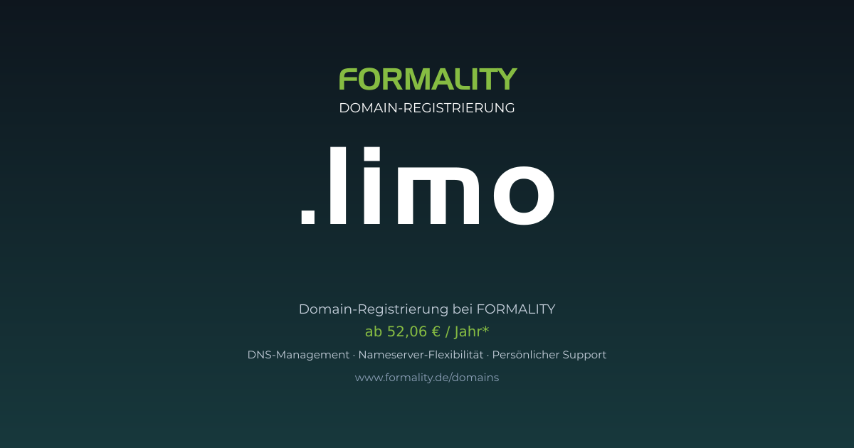 .limo-Domain prüfen & registrieren ab 52,06 €/Jahr | FORMALITY