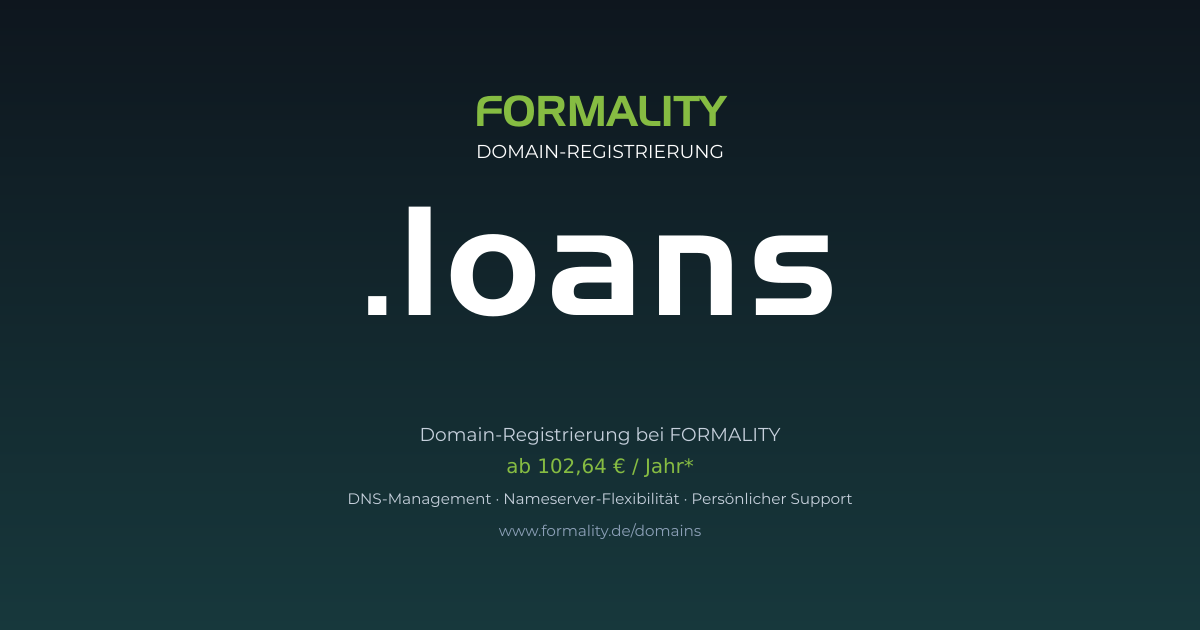 .loans-Domain ab 102,64 € pro Jahr registrieren