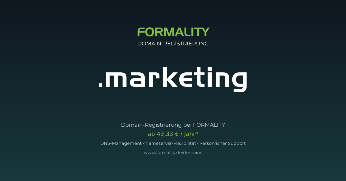 .marketing-Domain prüfen & registrieren ab 43,33 €/Jahr | FORMALITY