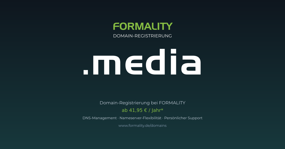 .media-Domain prüfen & registrieren ab 41,95 €/Jahr | FORMALITY