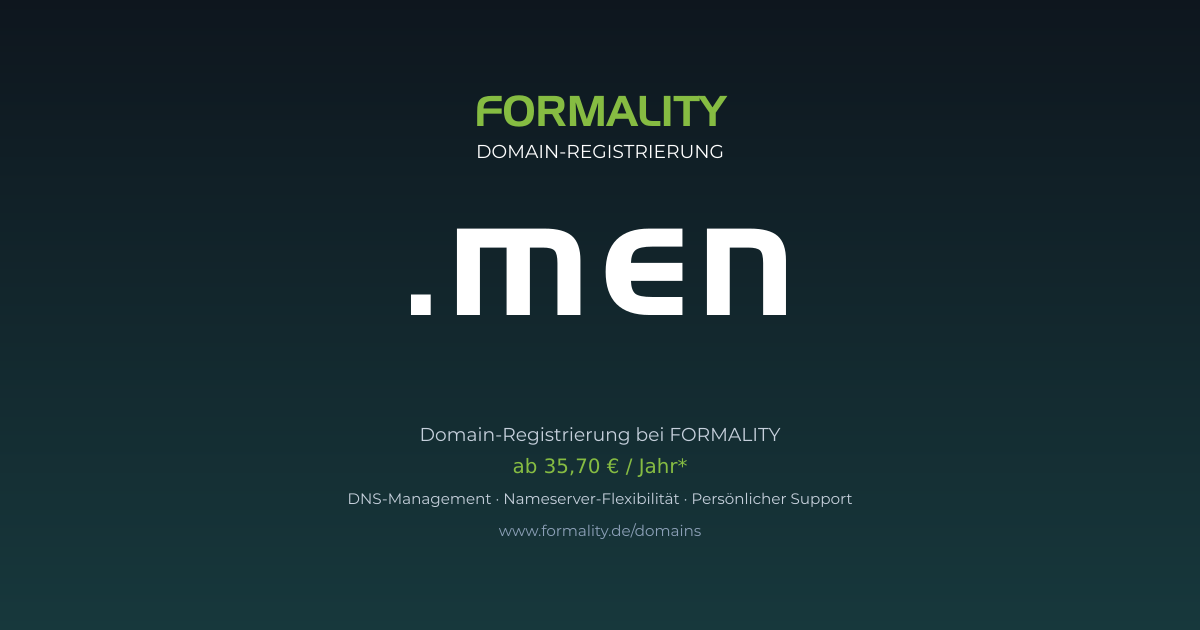 .men-Domain prüfen & registrieren ab 35,70 €/Jahr | FORMALITY