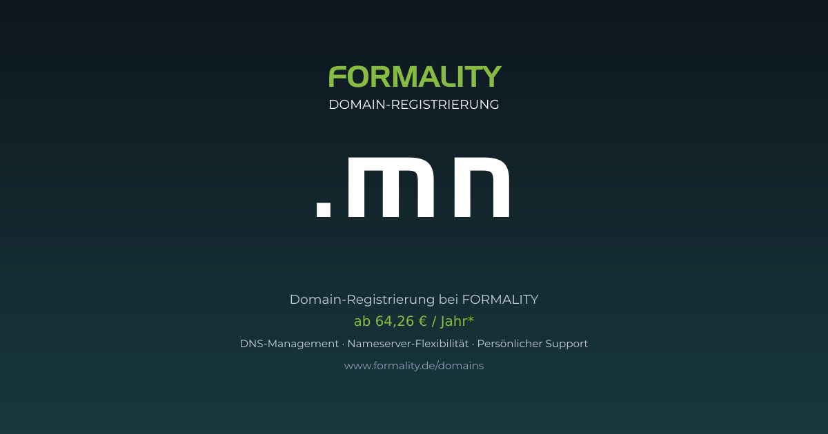 .mn-Domain prüfen & registrieren ab 64,26 €/Jahr | FORMALITY