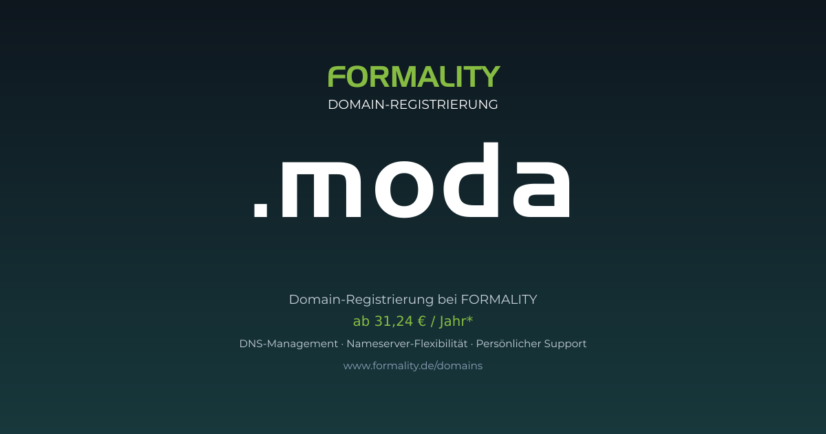 .moda-Domain prüfen & registrieren ab 31,24 €/Jahr | FORMALITY
