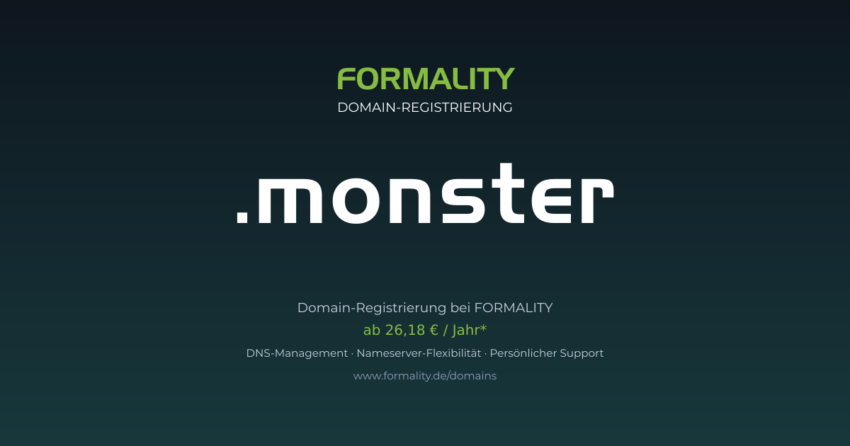 .monster-Domain prüfen & registrieren ab 26,18 €/Jahr | FORMALITY