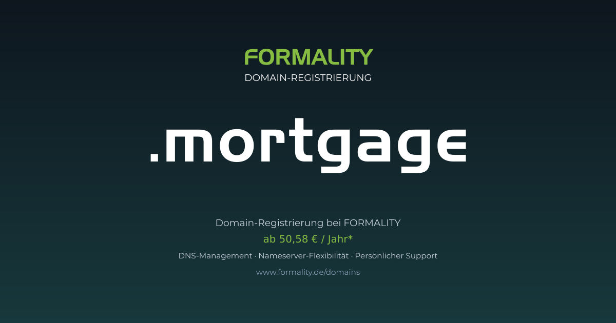 .mortgage-Domain ab 50,58 € pro Jahr registrieren
