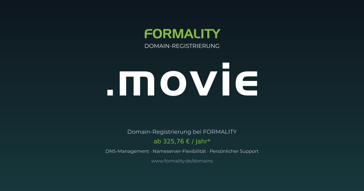 .movie-Domain prüfen & registrieren ab 325,76 €/Jahr | FORMALITY