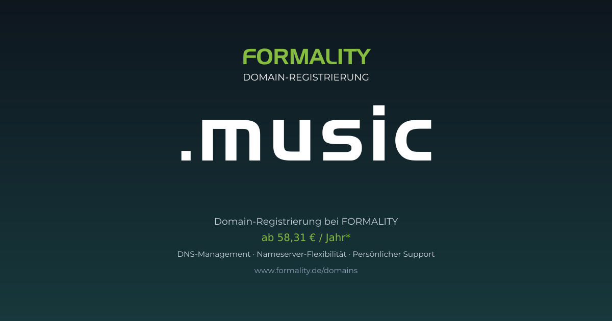 .music-Domain ab 58,31 € pro Jahr registrieren