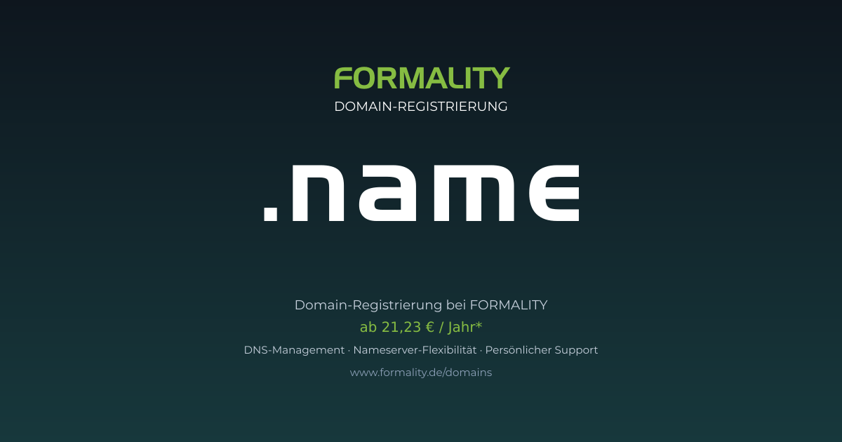 .name-Domain ab 21,23 € pro Jahr registrieren