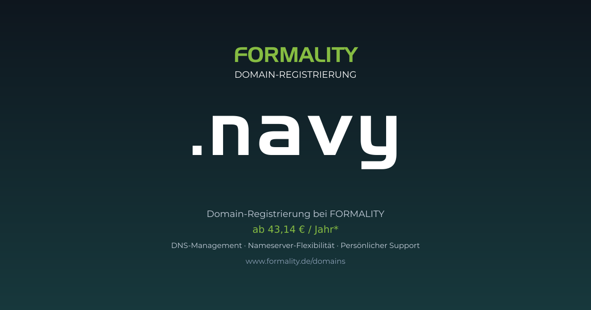 .navy-Domain prüfen & registrieren ab 43,14 €/Jahr | FORMALITY