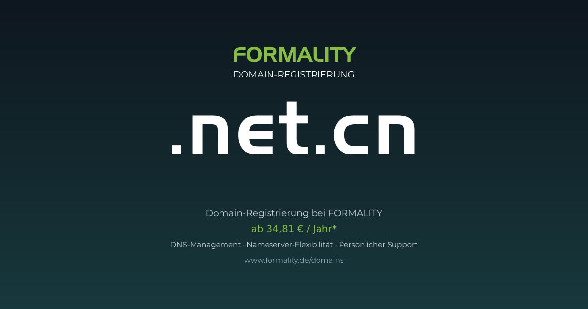 .net.cn-Domain ab 34,81 € pro Jahr registrieren