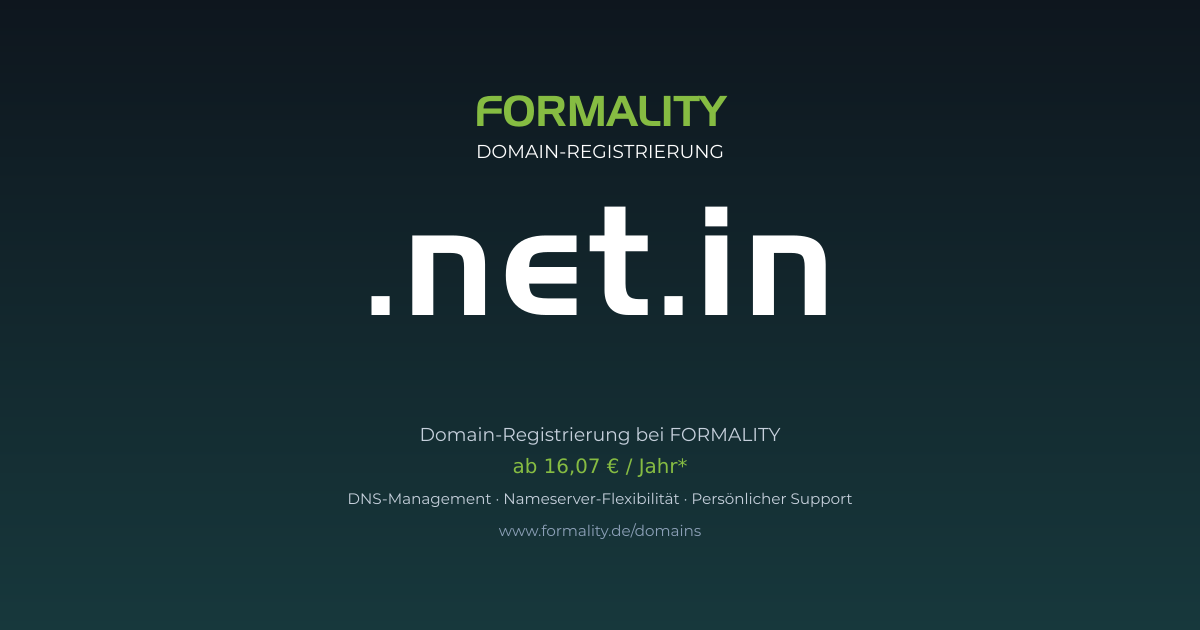 .net.in-Domain ab 16,07 € pro Jahr registrieren