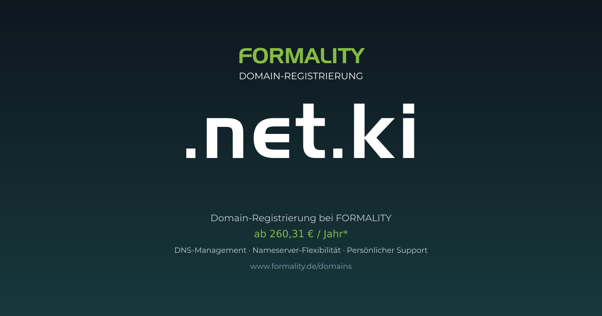 .net.ki-Domain prüfen & registrieren ab 260,31 €/Jahr | FORMALITY