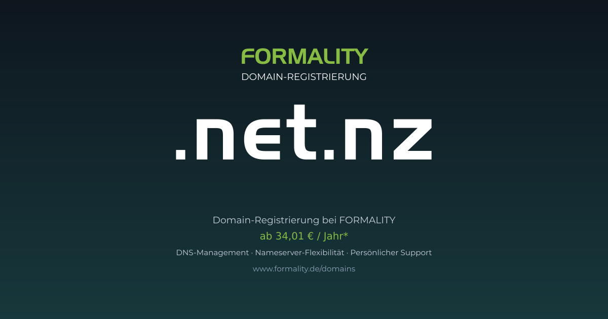 .net.nz-Domain prüfen & registrieren ab 34,01 €/Jahr | FORMALITY