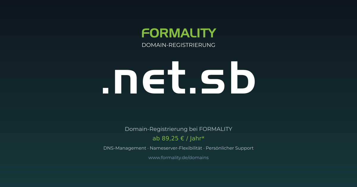 .net.sb-Domain prüfen & registrieren ab 89,25 €/Jahr | FORMALITY