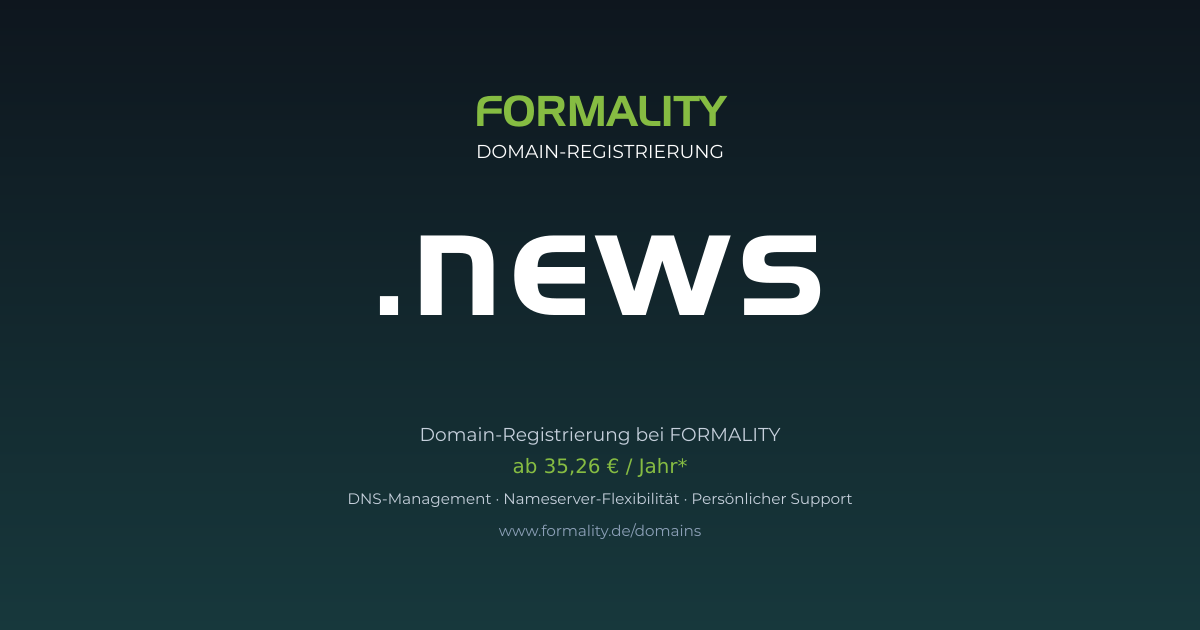 .news-Domain prüfen & registrieren ab 35,26 €/Jahr | FORMALITY