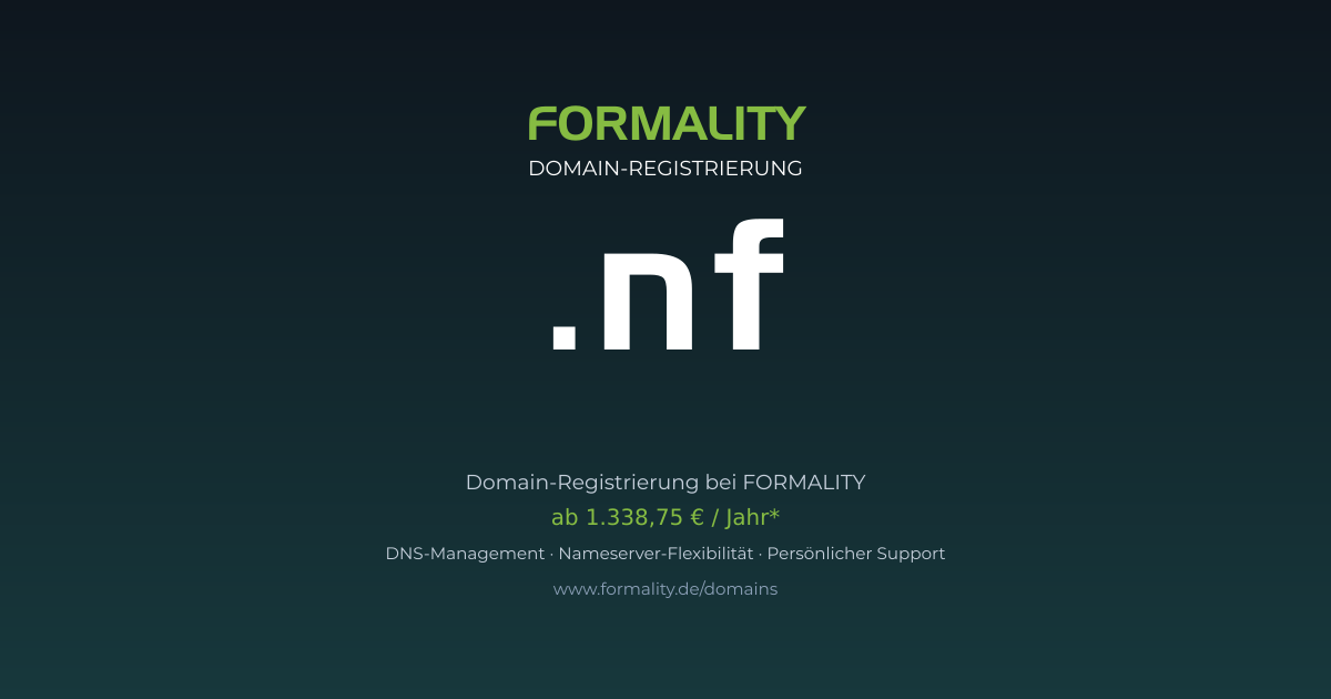 .nf-Domain prüfen & registrieren ab 1338,75 €/Jahr | FORMALITY
