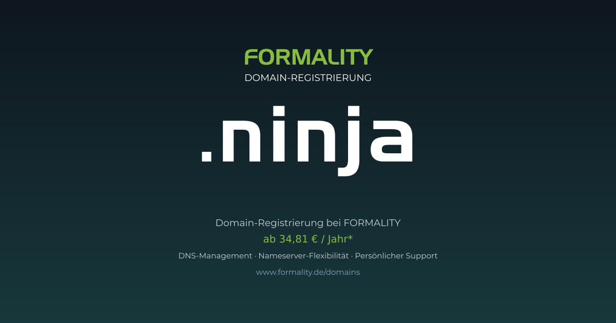 .ninja-Domain ab 34,81 € pro Jahr registrieren