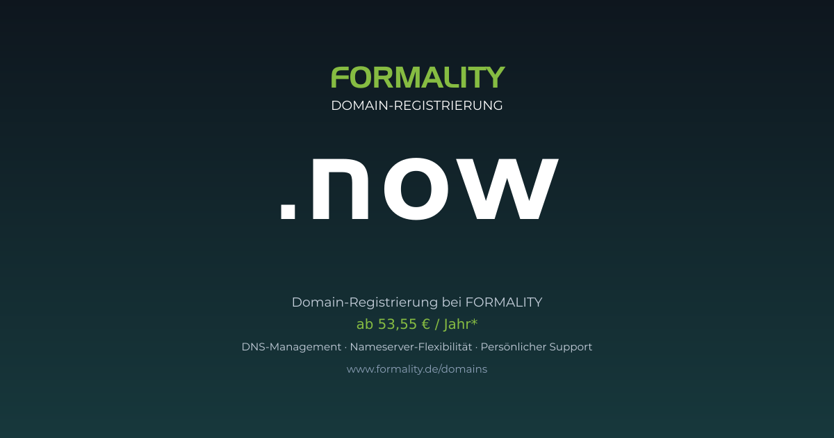 .now-Domain ab 53,55 € pro Jahr registrieren