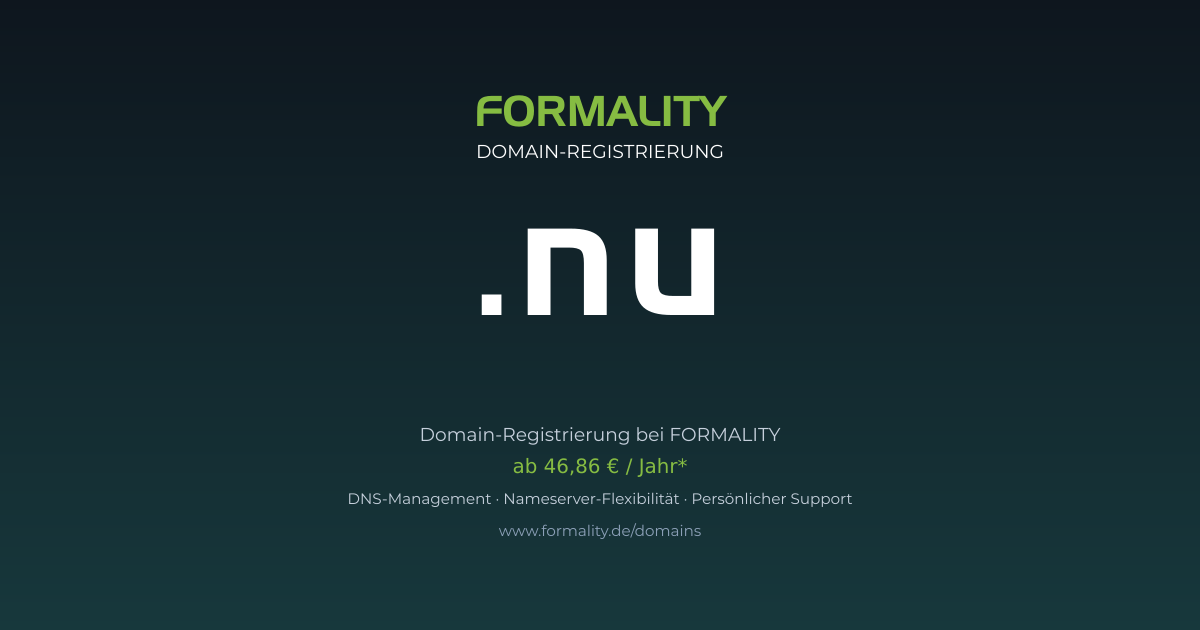 .nu-Domain prüfen & registrieren ab 46,86 €/Jahr | FORMALITY