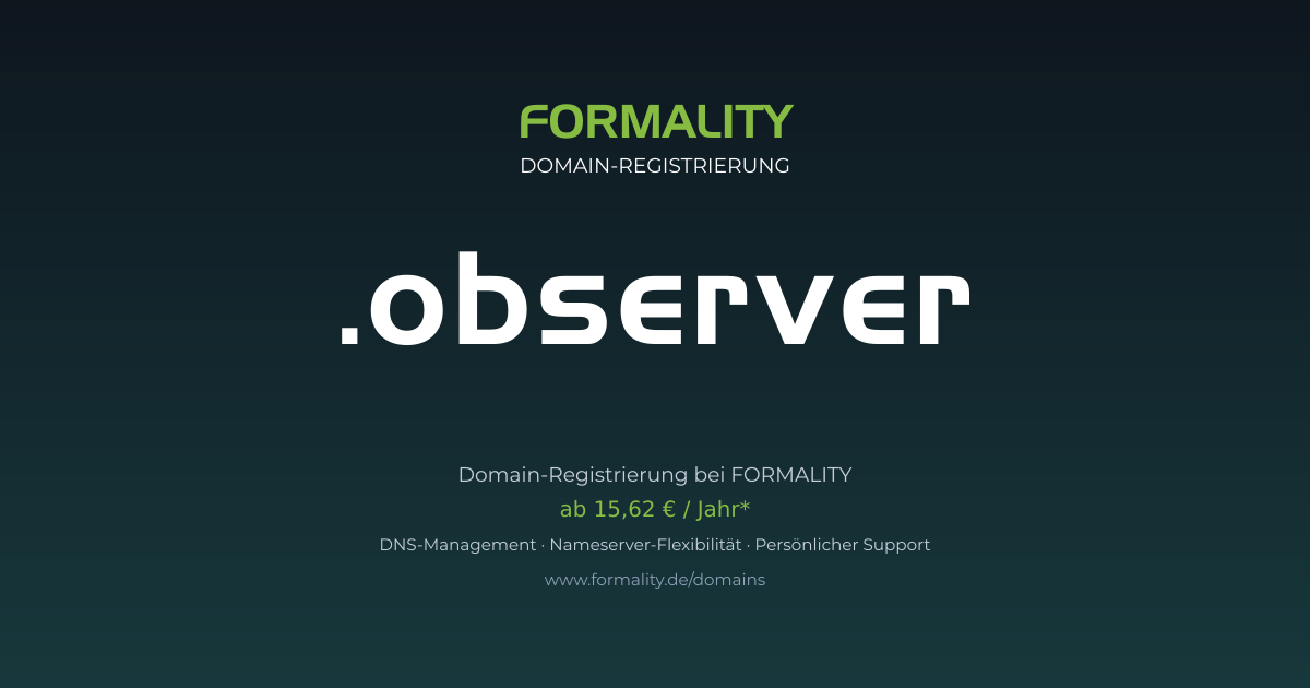 .observer-Domain prüfen & registrieren ab 15,62 €/Jahr | FORMALITY