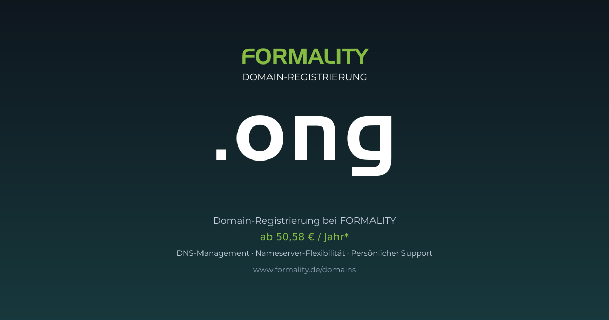 .ong-Domain ab 50,58 € pro Jahr registrieren