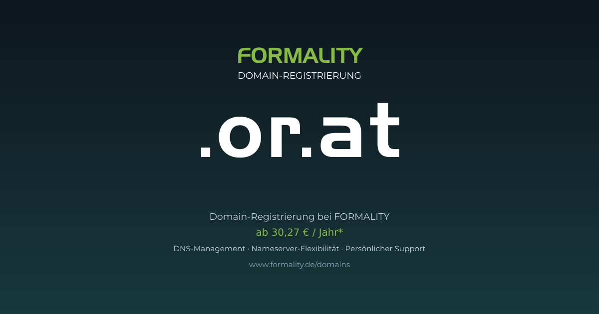 .or.at-Domain prüfen & registrieren ab 30,27 €/Jahr | FORMALITY