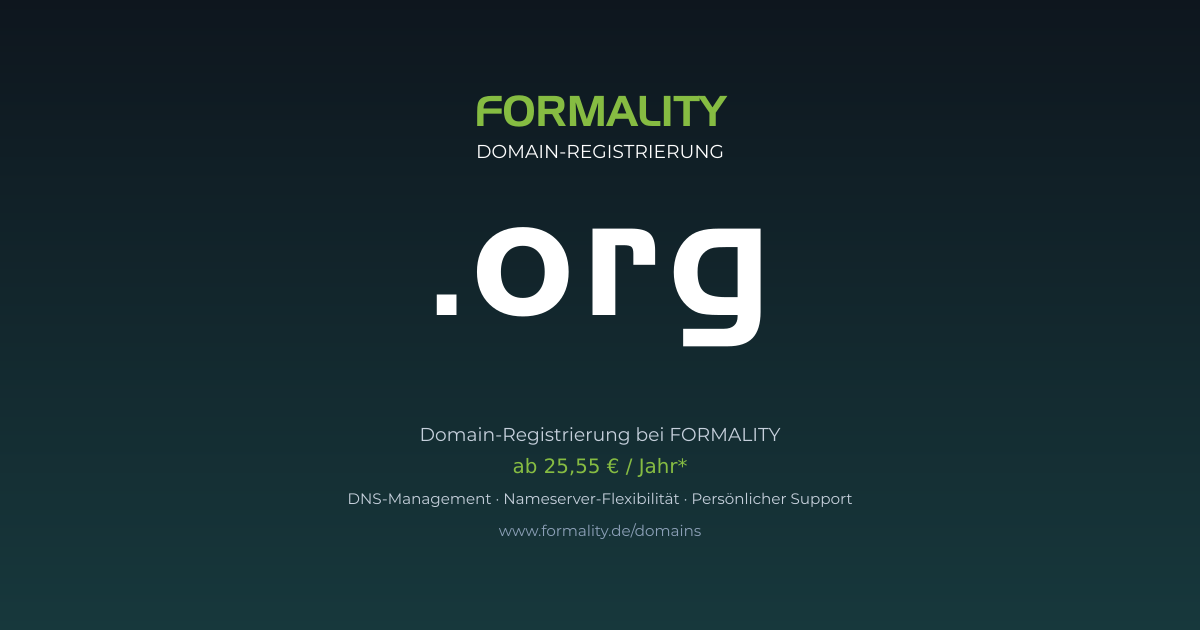 .org-Domain prüfen & registrieren ab 25,55 €/Jahr | FORMALITY