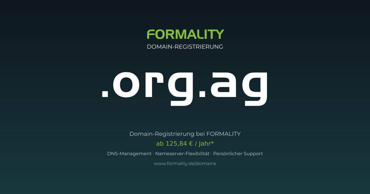 .org.ag-Domain prüfen & registrieren ab 125,84 €/Jahr | FORMALITY
