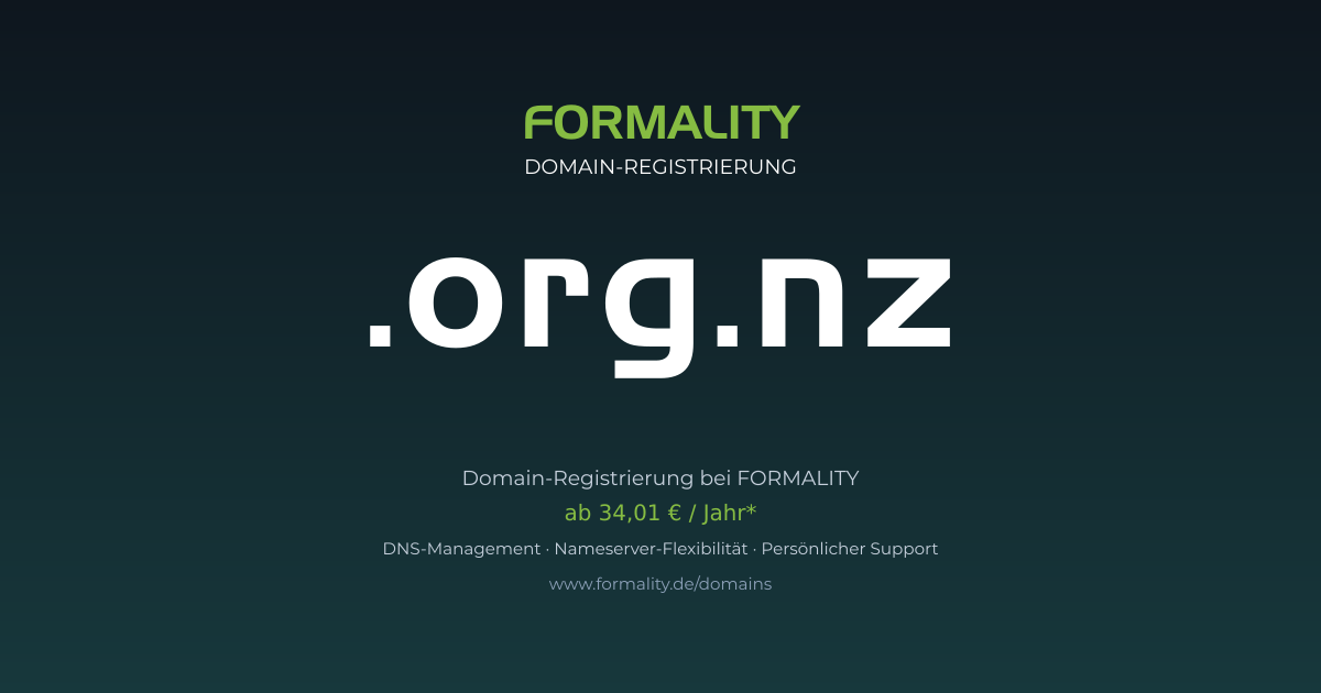 .org.nz-Domain prüfen & registrieren ab 34,01 €/Jahr | FORMALITY