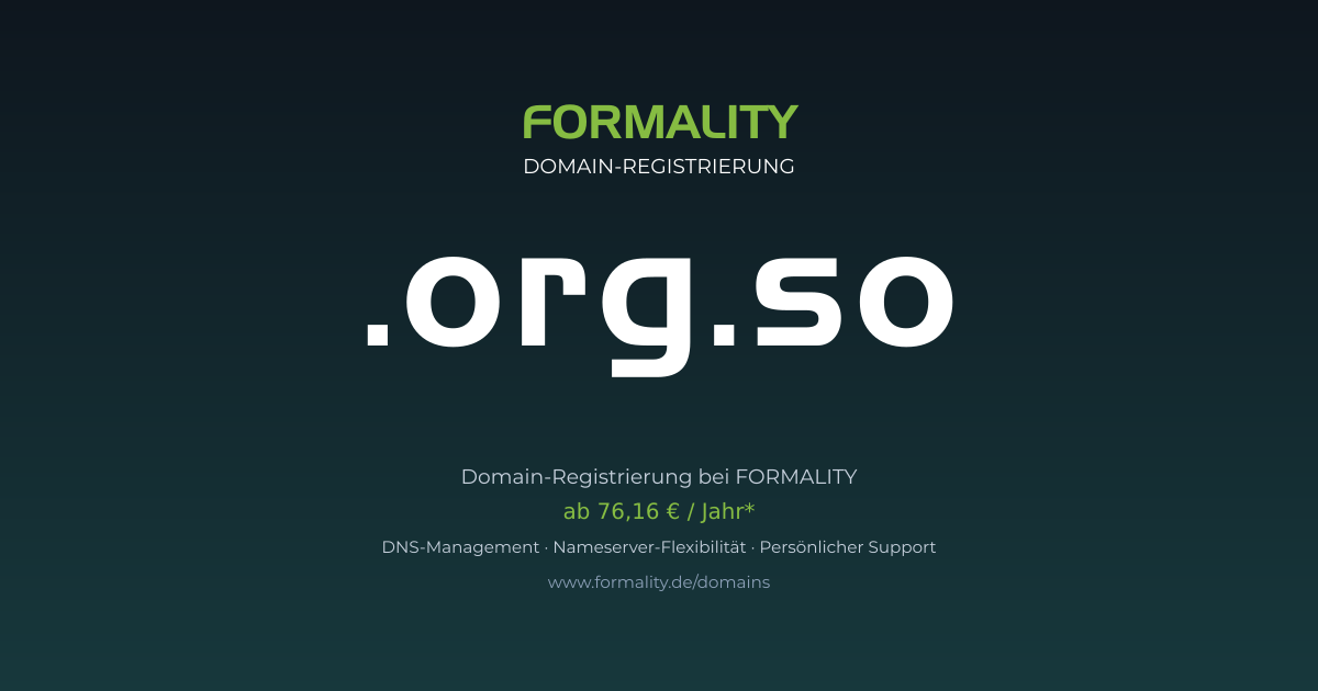 .org.so-Domain ab 76,16 € pro Jahr registrieren