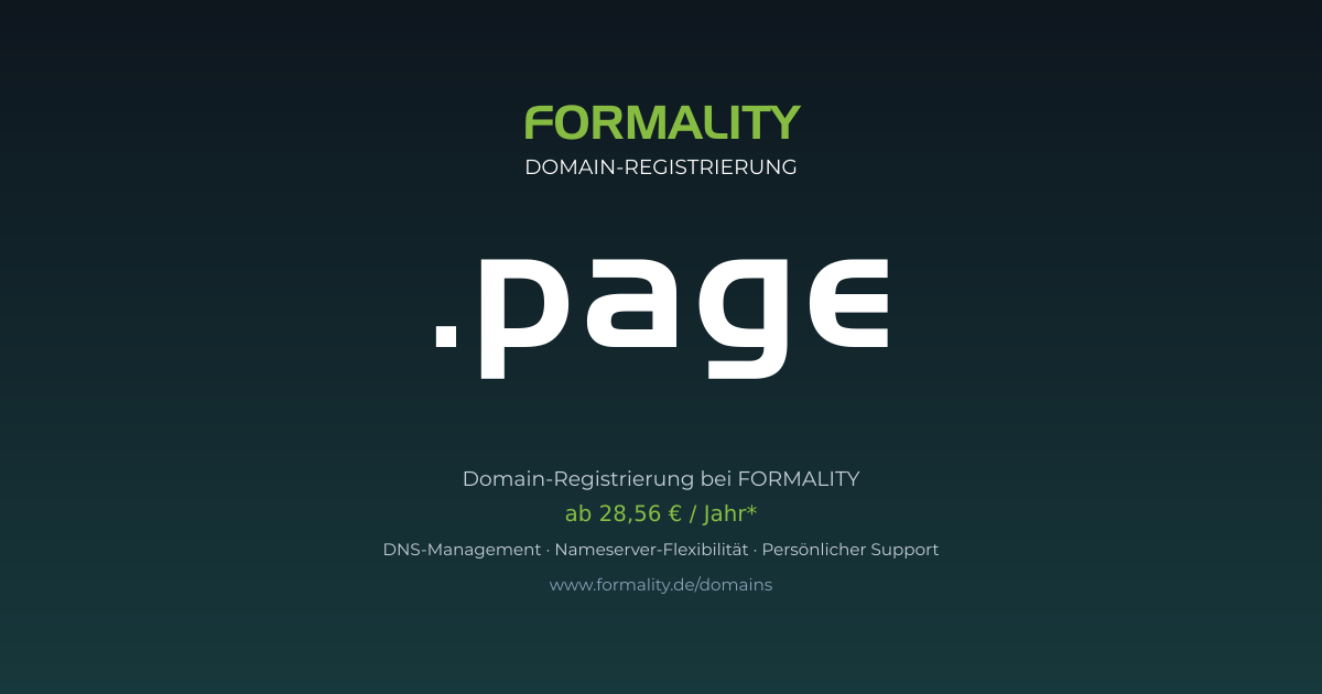 .page-Domain prüfen & registrieren ab 28,56 €/Jahr | FORMALITY