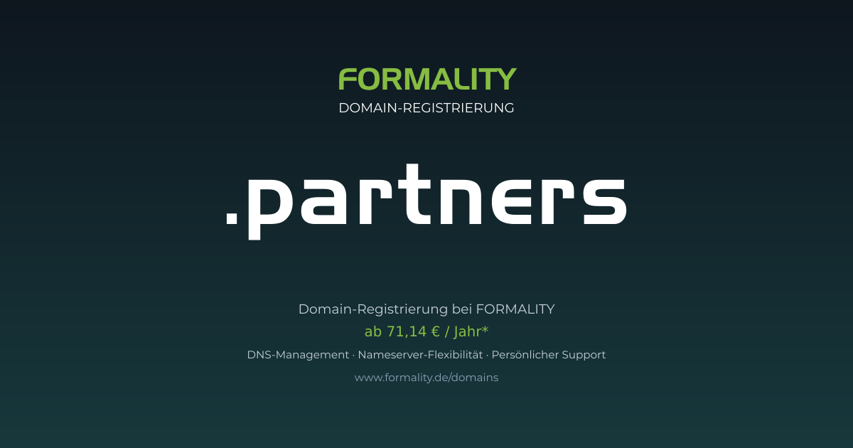 .partners-Domain prüfen & registrieren ab 71,14 €/Jahr | FORMALITY