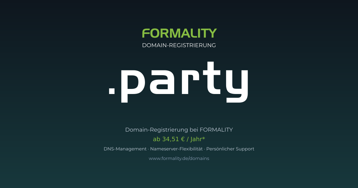 .party-Domain ab 34,51 € pro Jahr registrieren